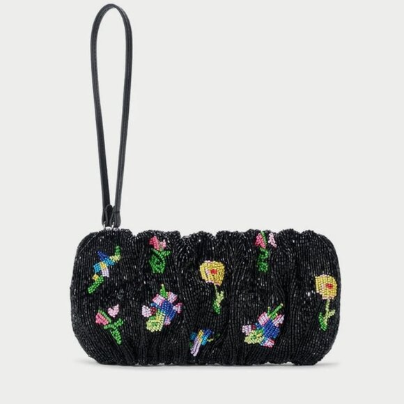STAUD Beaded Bean Convertible Clutch Bag in First Bloom Night MSRP$295 FUN&CHIC - Picture 2 of 9
